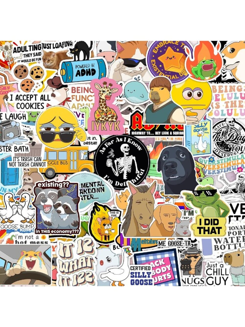 412PCS Waterproof Holographic Stickers - Funny Meme Decals for Laptop, Water
